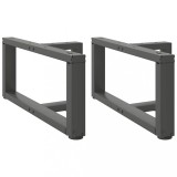 VidaXL Picioare pentru măsuță de cafea &icirc;n formă de T, 2 buc., antracit, 70x25x(30-31) cm, oțel