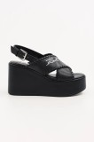 Karl Lagerfeld sandale de piele WENDY culoarea negru, KL33372