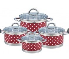 Set de oale din inox cu buline, Bohmann, 8 piese, 2.6L, 3.6L, 4.7L, 6.1L foto