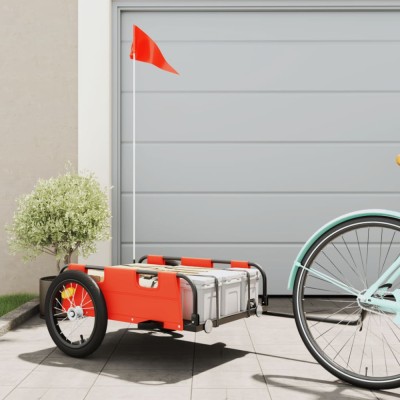 vidaXL Remorcă de bicicletă, portocaliu, textil oxford și fier 94166 foto