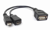 Cablu adaptor OTG cu alimentare micro USB mama+tata, Oem
