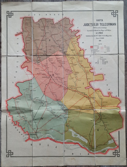 Harta judetului Teleorman, C. Paun 1931