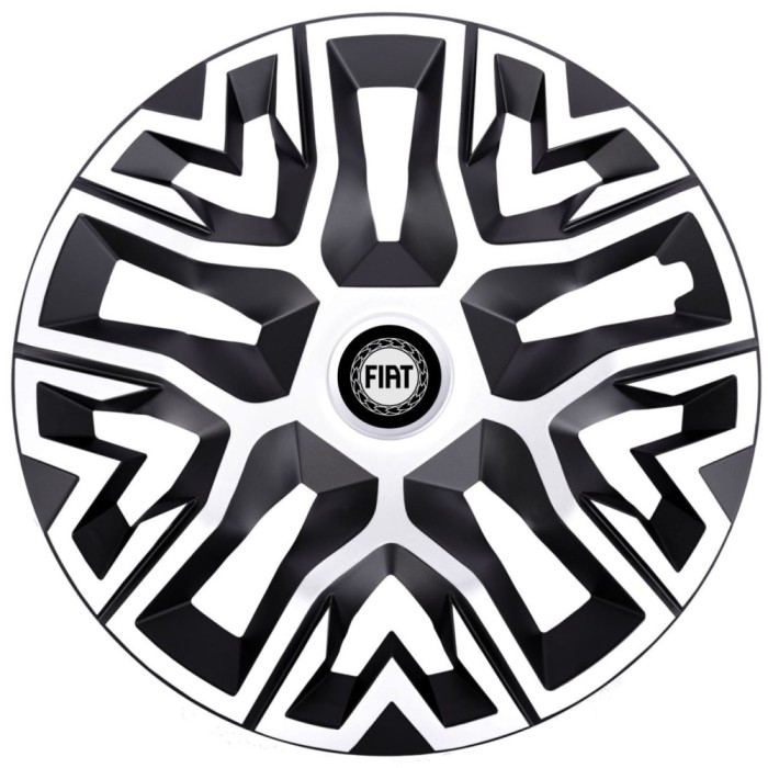 Set 4 Capace Roti 15 &quot; Best Alb-Negru, Compatibile Cu Fiat