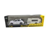 Set machetă Audi Q8 cu rulotă 1:36 metal si plastic lumini și sunete