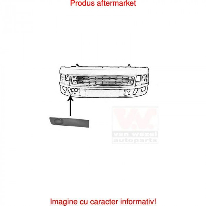 Grila bara fata VW Transporter (T5), 10.2009-2015, Dreapta, 7E0807490, 956927-2 fara locas pentru proiectoare, grunduit Kft Auto