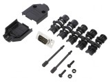 Conector D-Sub 9 PIN Mufă Tată Lipire pe Cablu Negru Set Complet