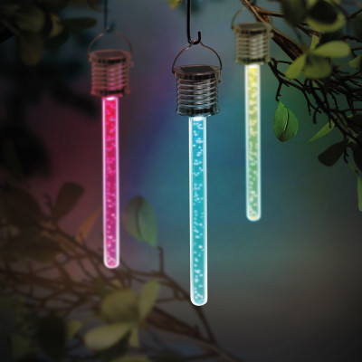 Lampa Solara LED Tub cu Bule Suspendabila, RGB Multicolor, Lumina in Culori Alternante, Inaltime 18cm foto