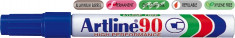Permanent Marker Artline 90, Corp Metalic, Varf Tesit 2.0-5.0mm - Albastru foto