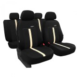 Set Huse Scaune Auto Pok-Ter GTR, Piele Ecologica, Negru - Bej, 9 piese Automobile ProTravel