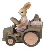 Cumpara ieftin Figurine Iepuras Paste cu tractoras din polirasina 13x7x12 cm