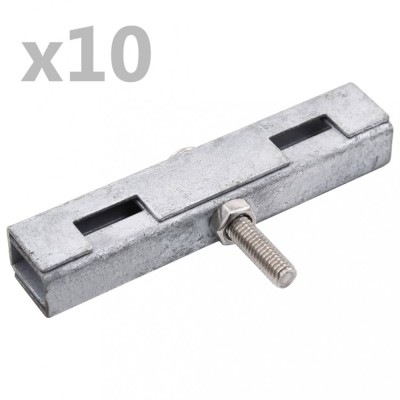 vidaXL Conector &amp;icirc;n formă de U grilaj grădină, 10 seturi, argintiu foto