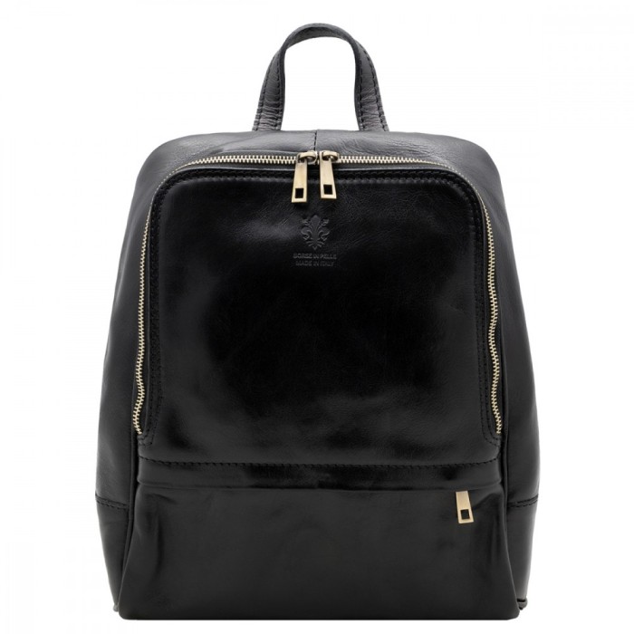 Rucsac barbati din piele naturala vachetta, negru, R135