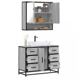 vidaXL Set mobilier de baie, 2 piese, gri sonoma, lemn prelucrat