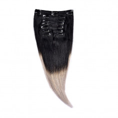 Clip-On Par Natural Volum 40cm 140gr Ombre Negru-Gri #T1/Mettalicsilver foto