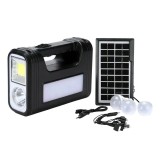 Sistem iluminare LED GD8017 COB, 3 becuri, panou solar