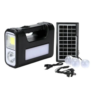 Sistem iluminare LED GD8017 COB, 3 becuri, panou solar foto