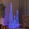 Set conuri decorative cu LED-uri, albastru, 60/90/120 cm, acril