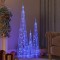 Set conuri decorative cu LED-uri, albastru, 60/90/120 cm, acril