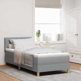 VidaXL Pat cu box spring cu saltea și LED Gri deschis 100x200 cm din țesătură