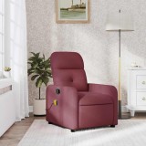 vidaXL Fotoliu de masaj rabatabil, roșu vin, material textil