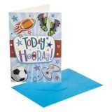 Felicitare de ziua de naștere cu design sport, 13x19 cm, cu plic albastru, CMCLASS