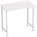HOMCOM Birou, masă de calculator pliabilă, birou economisitor de spațiu cu roți, fantă pentru dispozitive, 80 x 52 x 75 cm, Alb | Aosom Romania