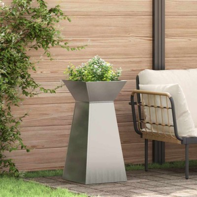 vidaXL Vază pe pilon 2 pcs Argintiu 35 x 35 x 73 cm Oțel 873849 foto