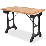 Masă Bucătărie vidaXL Lemn Masiv Brad 122x65x82cm Maro Negru Birou Scris Calculator Industrial