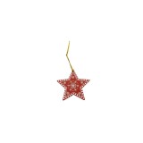Ornament de brad stea, flippy, rosu, lemn, 7.5 cm
