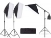 Kit 3 softbox cu macara, geanta transport, fara becuri incluse, soclu suport bec standard E27, Negru, Andoer