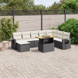 Cumpara ieftin Gossi set mobilier de gradina cu perne, 9 piese, negru, poliratan