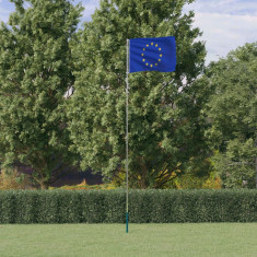 vidaXL Steag Europa și stâlp din aluminiu, 5,55 m