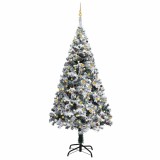 Brad Crăciun artificial pre-iluminat, set globuri, verde 240 cm