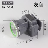 LED headlamp outdoor fishing head mounted searchlight USB charging mountaineering camping waterproof mining lamp - color: 78 gray, Flippy