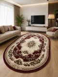Covor Oval Lotos 574-210, Marime 60 x 110 cm, Rosu Grena, Inaltime Fir 8 mm, Grosime 9 mm, Antialergic, Polipropilena, Living, Dormitor, Sufragerie, B