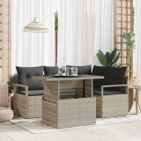 vidaXL Set de canapele pentru grădină 5 pcs Gri deschis Rattan poli