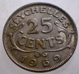 B.567 SEYCHELLES COLONIE BRITANICA ELIZABETH II 25 CENTS 1969