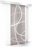 Usa glisanta Boss &reg; model Cloud alb, 90x215 cm, sticla bronz 8 mm, culisanta in ambele directii, Modern Glass Art
