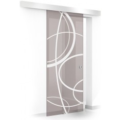 Usa glisanta Boss &reg; model Cloud alb, 60x215 cm, sticla bronz 8 mm, culisanta in ambele directii