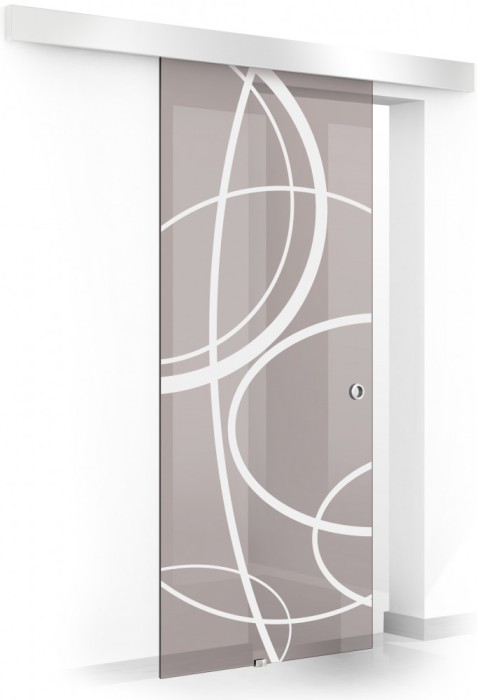 Usa glisanta Boss &reg; model Cloud alb, 60x215 cm, sticla bronz 8 mm, culisanta in ambele directii