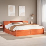 VidaXL Cadru de pat fără saltea, maro ceruit 180x200 cm lemn masiv pin