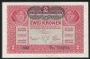 Q457 AUSTRIA UNGARIA 2 KRONEN COROANE 1917 stampilata D&Ouml; aUNC text in romana