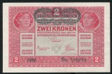 q457 AUSTRIA UNGARIA 2 KRONEN COROANE 1917 stampilata D&Ouml; aUNC text in romana