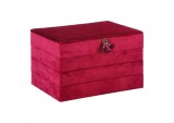 Cumpara ieftin Caseta bijuterii catifea rosie 25 x 18,5 x 15 cm