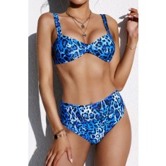 SW2176-4 Costum de baie 2 piese model leopard albastru