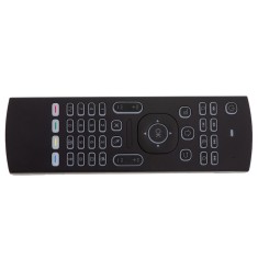 Telecomanda smart cu tastatura, usor de utilizat, material durabil, cu microfon, pentru TV, PC si proiector, cu lumina de fundal, negru