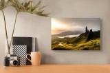 Tablou Canvas, "Răsărit pe culmile misterioase ale munților", Lumină, V&acirc;rfuri, Peisaj, Verdeață, Cer, Apus, Păduri, St&acirc;nci, Liniște, Nature, Mister, S