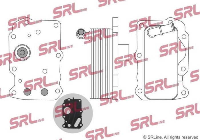 Radiator racire ulei motor, termoflot Jaguar E-Pace, F-Pace, Xe, Xf, motor: 2.0 d, 2.0 T, garnituri incluse, 65x140x45, SRLine, Aluminiu,