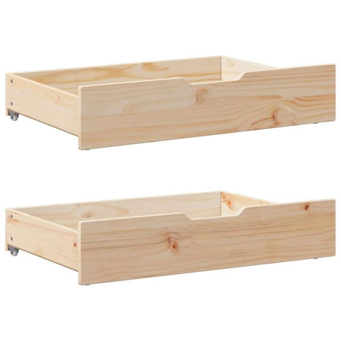 vidaXL Sertare de pat cu roți, 2 buc., 80x55x17 cm, lemn masiv de pin 850929