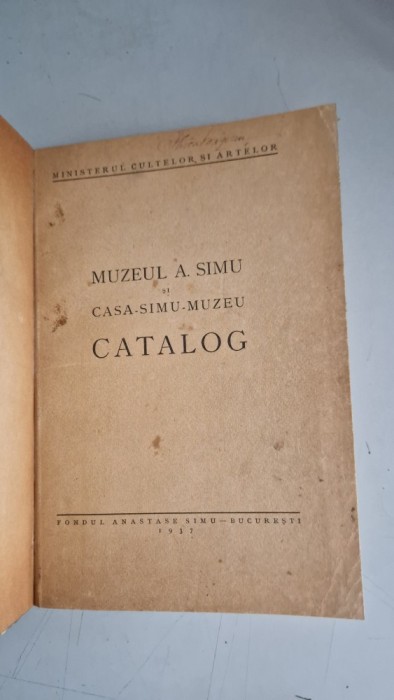 MUZEUL A. SIMU SI CASA SIMU MUZEU ,CATALOG 1937
